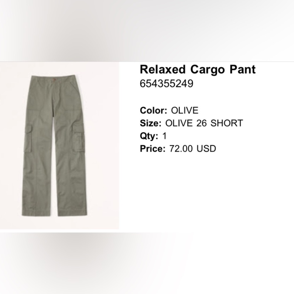 COPY - Abercrombie low rise cargo relaxed cargo pants in olive.